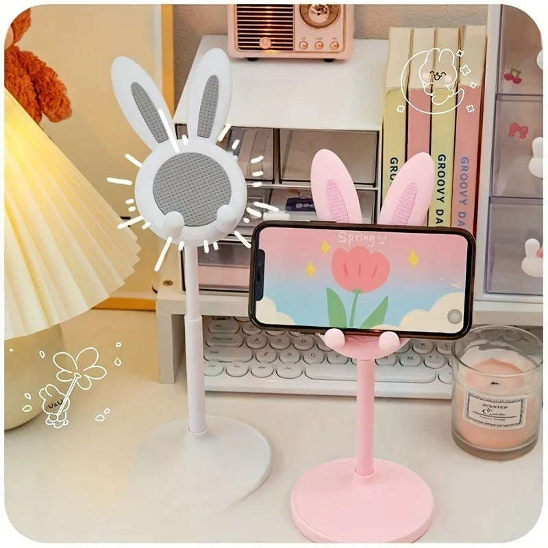 Cute Cartoon Bunny Adjustable Phone Stand – Multi-Function