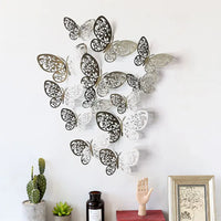 12-Piece 3D Hollow Butterfly Wall Stickers – Home & Party Decor
