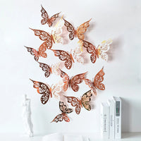 12-Piece 3D Hollow Butterfly Wall Stickers – Home & Party Decor