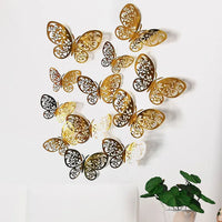 12-Piece 3D Hollow Butterfly Wall Stickers – Home & Party Decor