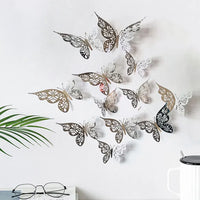 12-Piece 3D Hollow Butterfly Wall Stickers – Home & Party Decor