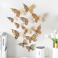 12-Piece 3D Hollow Butterfly Wall Stickers – Home & Party Decor