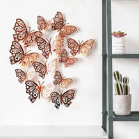 12-Piece 3D Hollow Butterfly Wall Stickers – Home & Party Decor