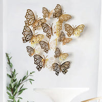 12-Piece 3D Hollow Butterfly Wall Stickers – Home & Party Decor