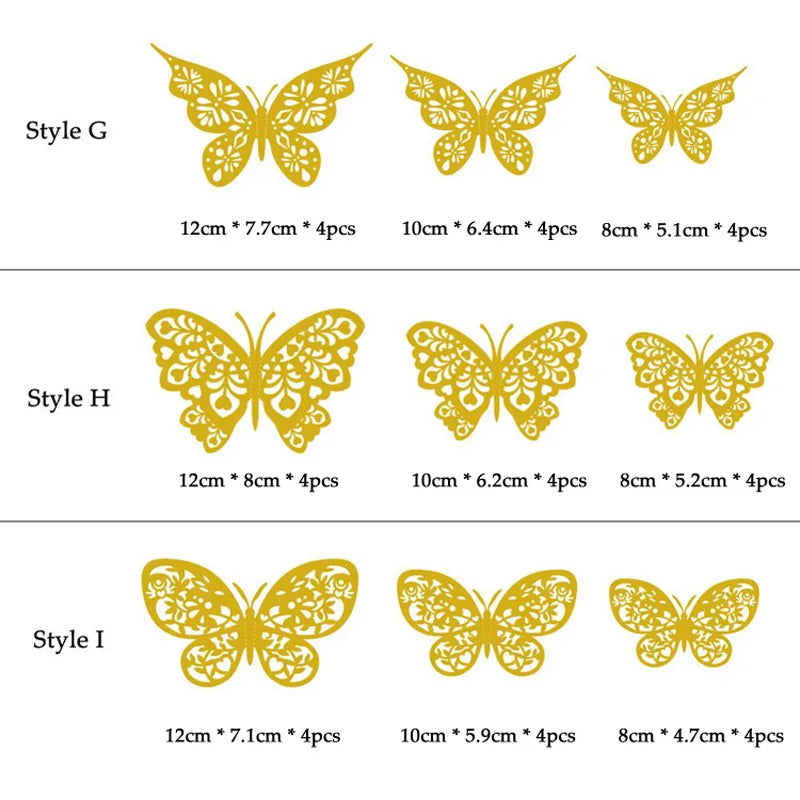 12-Piece 3D Hollow Butterfly Wall Stickers – Home & Party Decor