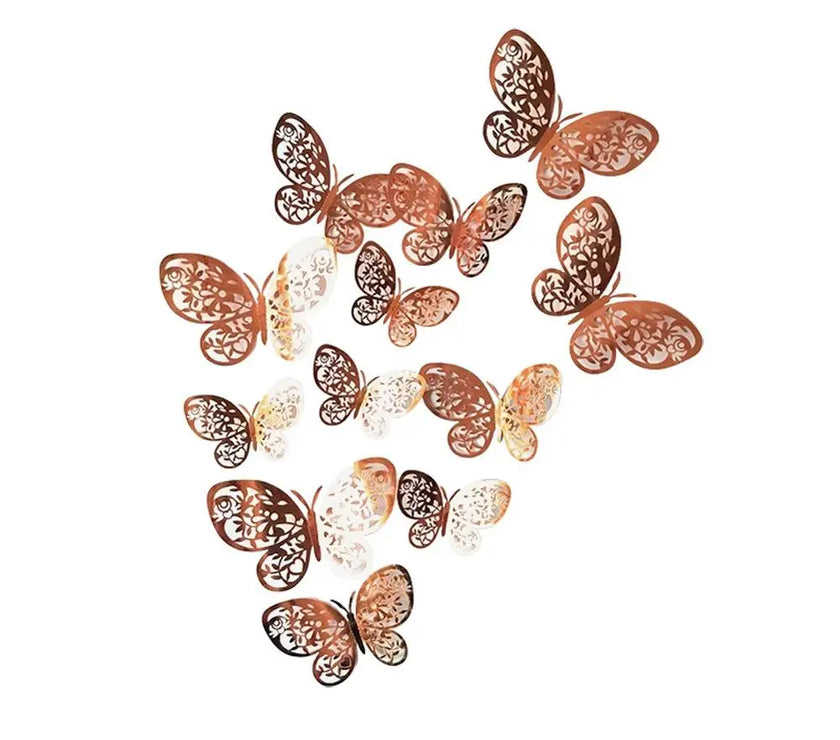 12-Piece 3D Hollow Butterfly Wall Stickers – Home & Party Decor