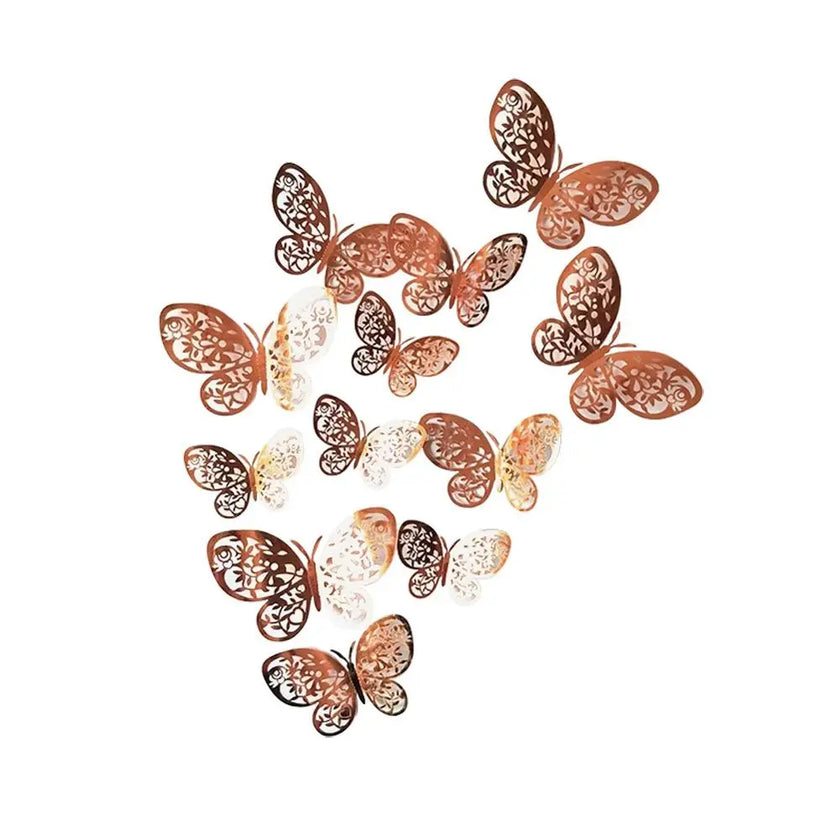 12-Piece 3D Hollow Butterfly Wall Stickers – Home & Party Decor
