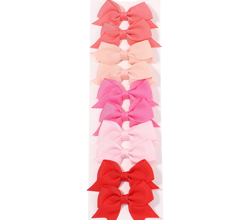 10-Piece Baby Girl Hair Clips – Handmade Solid Ribbon Bows