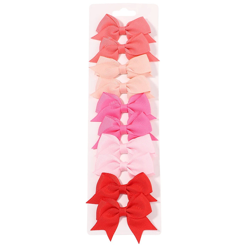 10-Piece Baby Girl Hair Clips – Handmade Solid Ribbon Bows