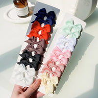 10-Piece Baby Girl Hair Clips – Handmade Solid Ribbon Bows