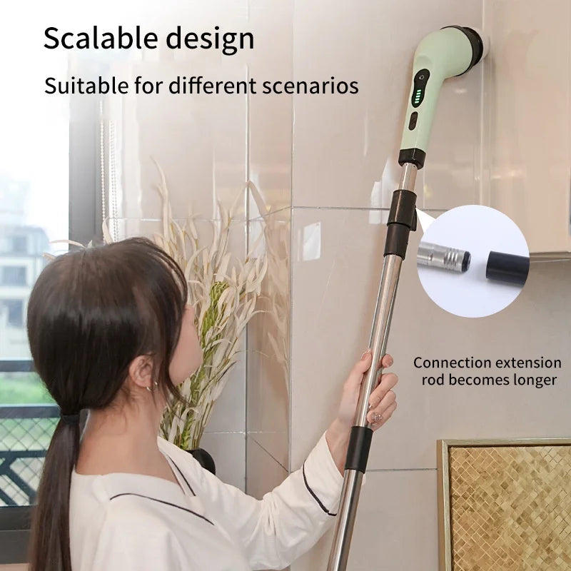 9-in-1 Electric Spin Cleaning Brush – Kitchen & Bathroom Scrubber