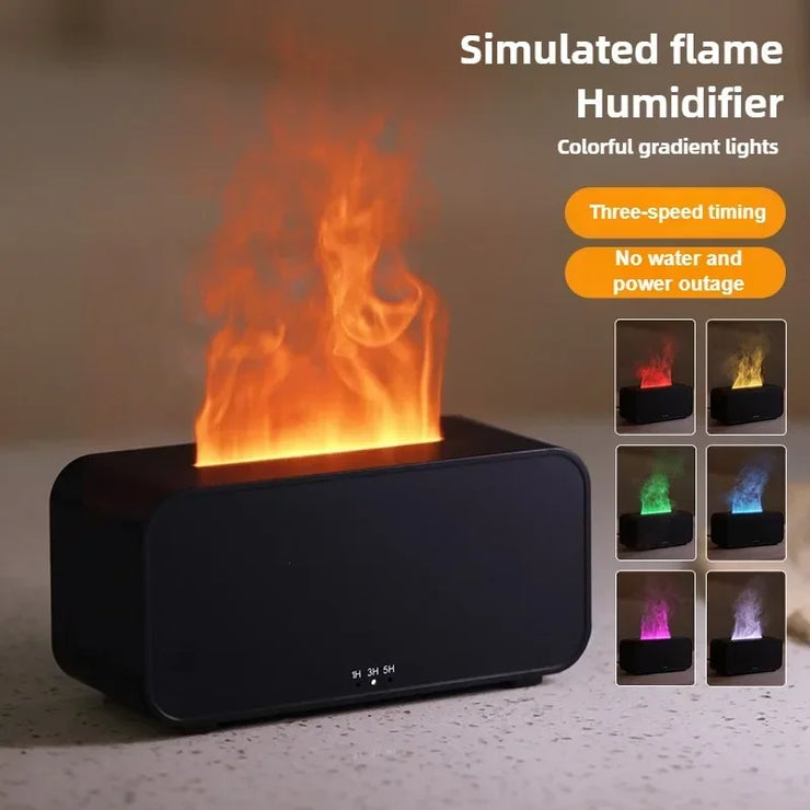 Flame Aroma Diffuser & Humidifier – USB Desktop with 7-Color LED