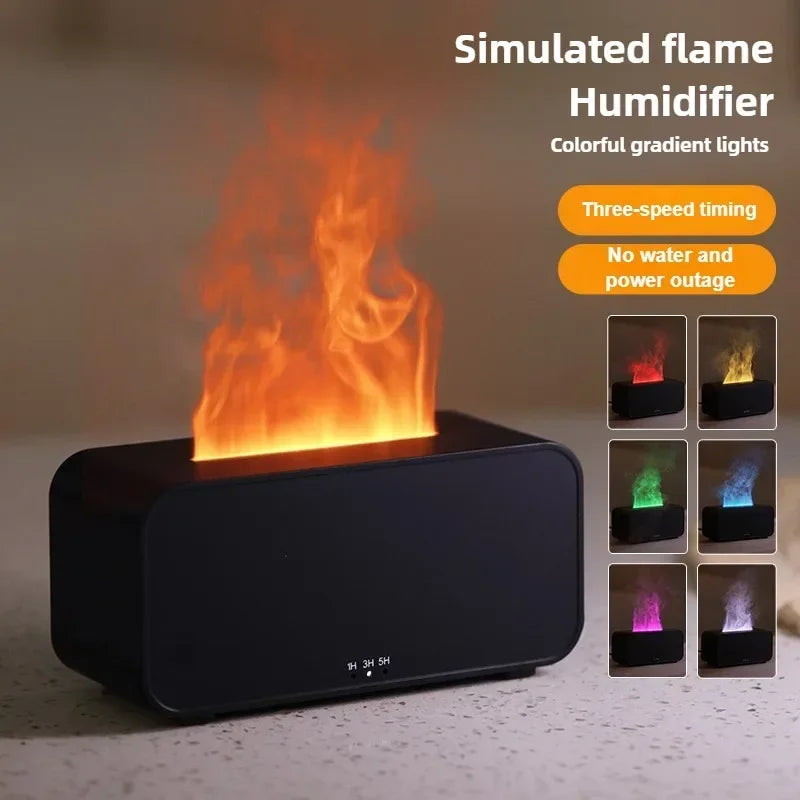 Flame Aroma Diffuser & Humidifier – USB Desktop with 7-Color LED