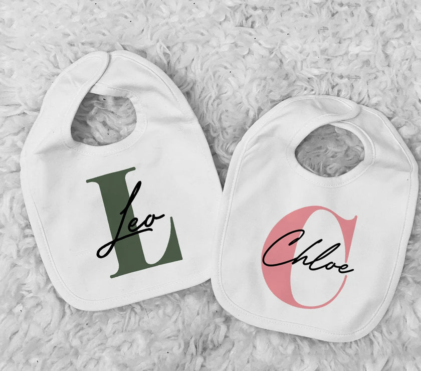 Personalized Baby Name Bib – Custom Cotton Feeding Bib for Toddlers