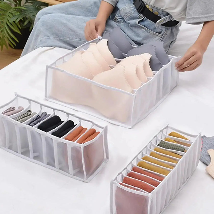 Foldable Closet Organizer – Multi-Grid Storage for Socks & Underwear