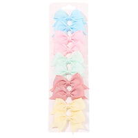 10-Piece Baby Girl Hair Clips – Handmade Solid Ribbon Bows