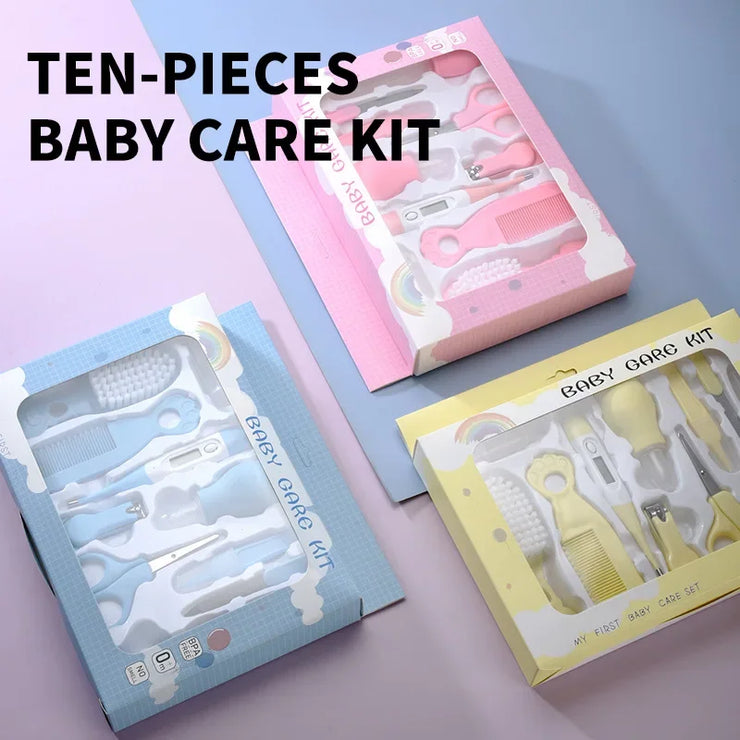 10-Piece Newborn Baby Care Kit – Thermometer, Nail & Hair Grooming Tools