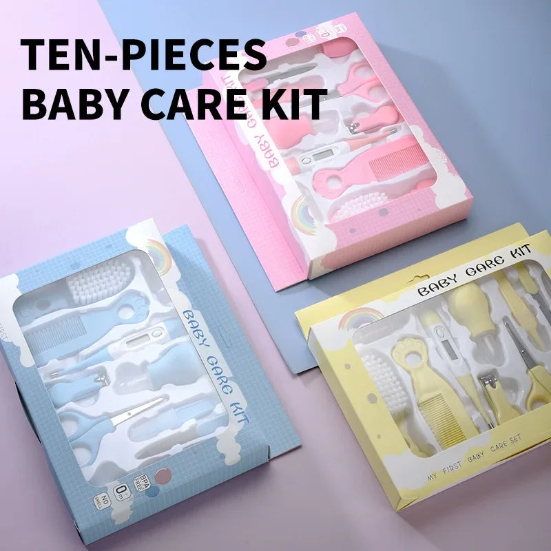 10-Piece Newborn Baby Care Kit – Thermometer, Nail & Hair Grooming Tools