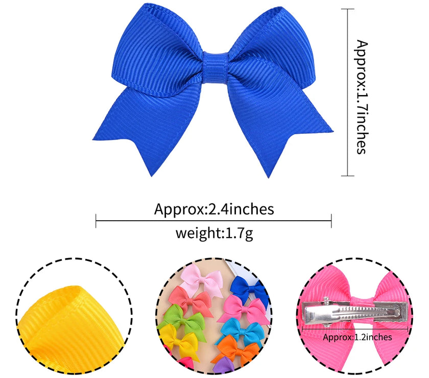 10-Piece Baby Girl Hair Clips – Handmade Solid Ribbon Bows