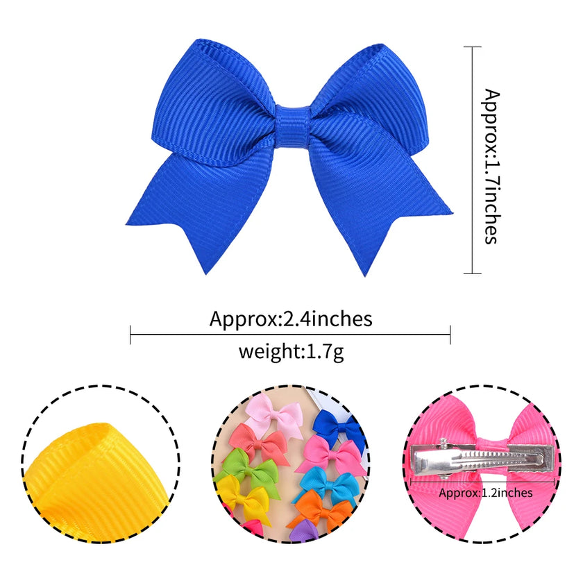 10-Piece Baby Girl Hair Clips – Handmade Solid Ribbon Bows