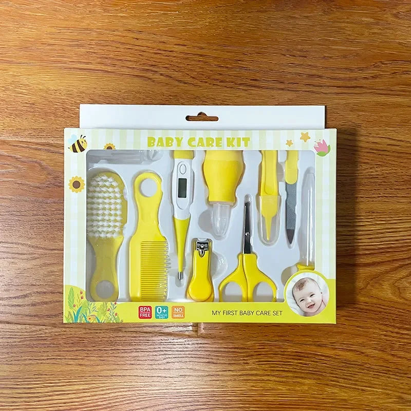 10-Piece Newborn Baby Care Kit – Thermometer, Nail & Hair Grooming Tools