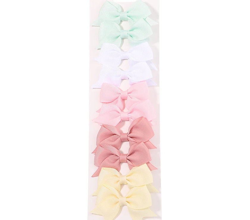 10-Piece Baby Girl Hair Clips – Handmade Solid Ribbon Bows