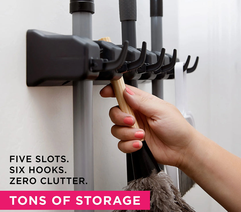 Wall-Mounted Mop & Broom Holder – Multi-Function Storage Rack