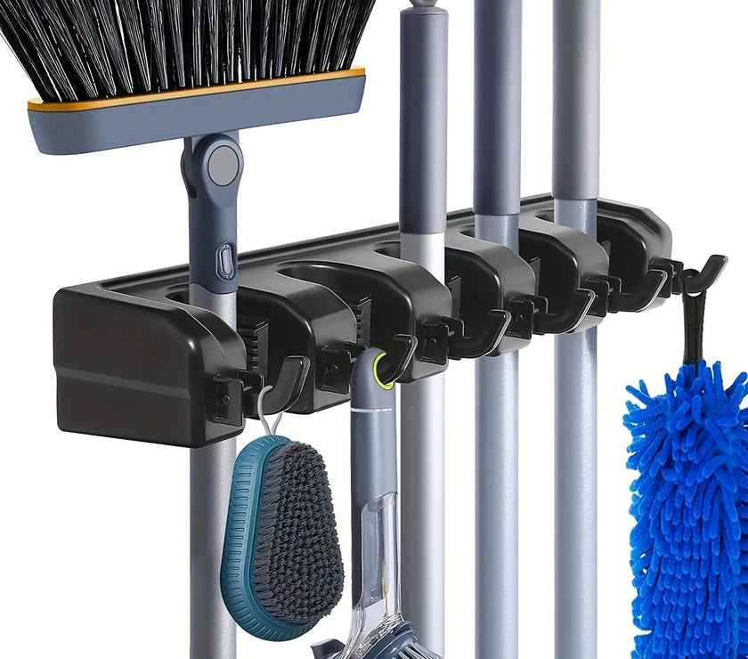 Wall-Mounted Mop & Broom Holder – Multi-Function Storage Rack
