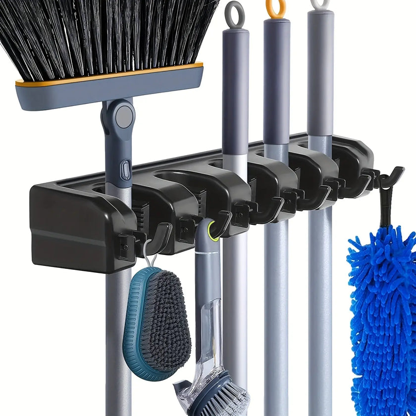 Wall-Mounted Mop & Broom Holder – Multi-Function Storage Rack