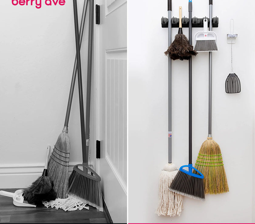 Wall-Mounted Mop & Broom Holder – Multi-Function Storage Rack