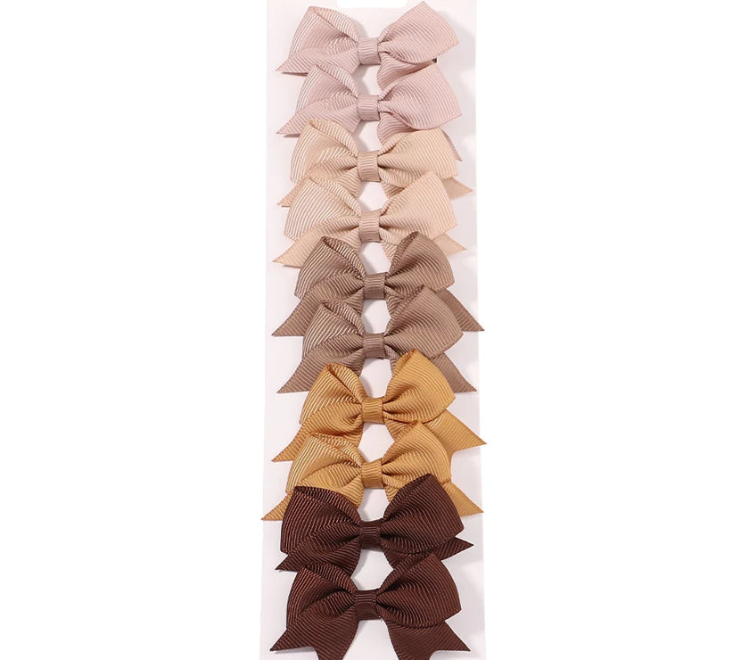 10-Piece Baby Girl Hair Clips – Handmade Solid Ribbon Bows