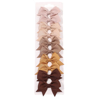 10-Piece Baby Girl Hair Clips – Handmade Solid Ribbon Bows