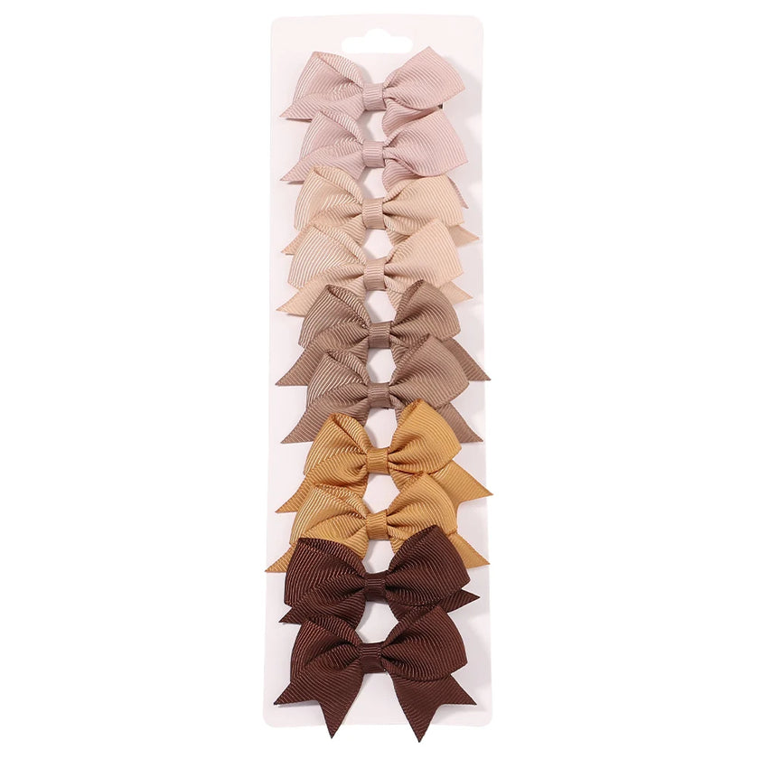 10-Piece Baby Girl Hair Clips – Handmade Solid Ribbon Bows