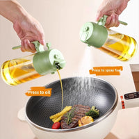 2-in-1 Glass Oil Spray Bottle – Dual-Purpose Dispenser with Pour Spout