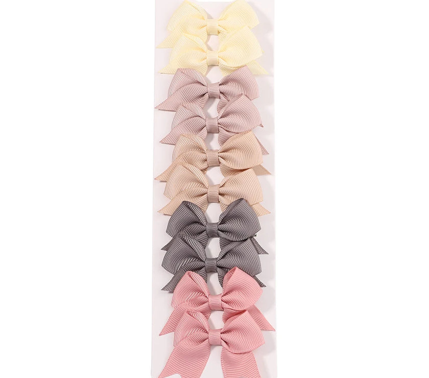 10-Piece Baby Girl Hair Clips – Handmade Solid Ribbon Bows