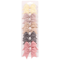 10-Piece Baby Girl Hair Clips – Handmade Solid Ribbon Bows