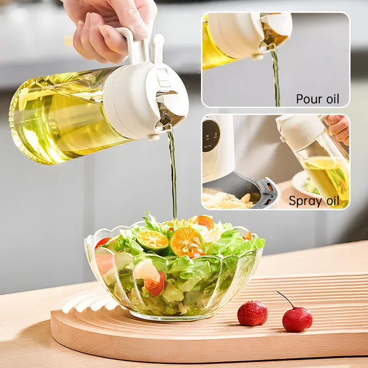 2-in-1 Glass Oil Spray Bottle – Dual-Purpose Dispenser with Pour Spout