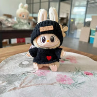 LABUBU Doll Clothes Set – Bear Hat & Love Sweater, DIY Accessories