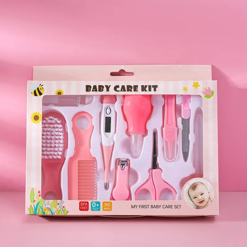 10-Piece Newborn Baby Care Kit – Thermometer, Nail & Hair Grooming Tools