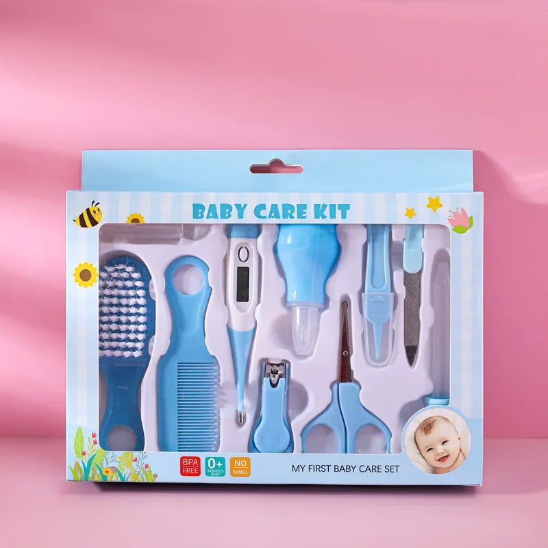 10-Piece Newborn Baby Care Kit – Thermometer, Nail & Hair Grooming Tools