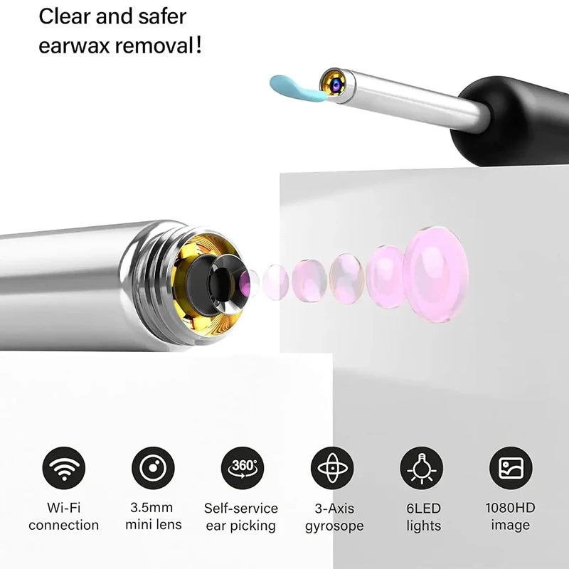 Wireless Ear Cleaning Otoscope – WiFi Camera with Light for Ear & Oral Care