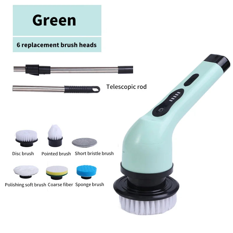 9-in-1 Electric Spin Cleaning Brush – Kitchen & Bathroom Scrubber