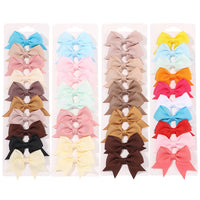 10-Piece Baby Girl Hair Clips – Handmade Solid Ribbon Bows